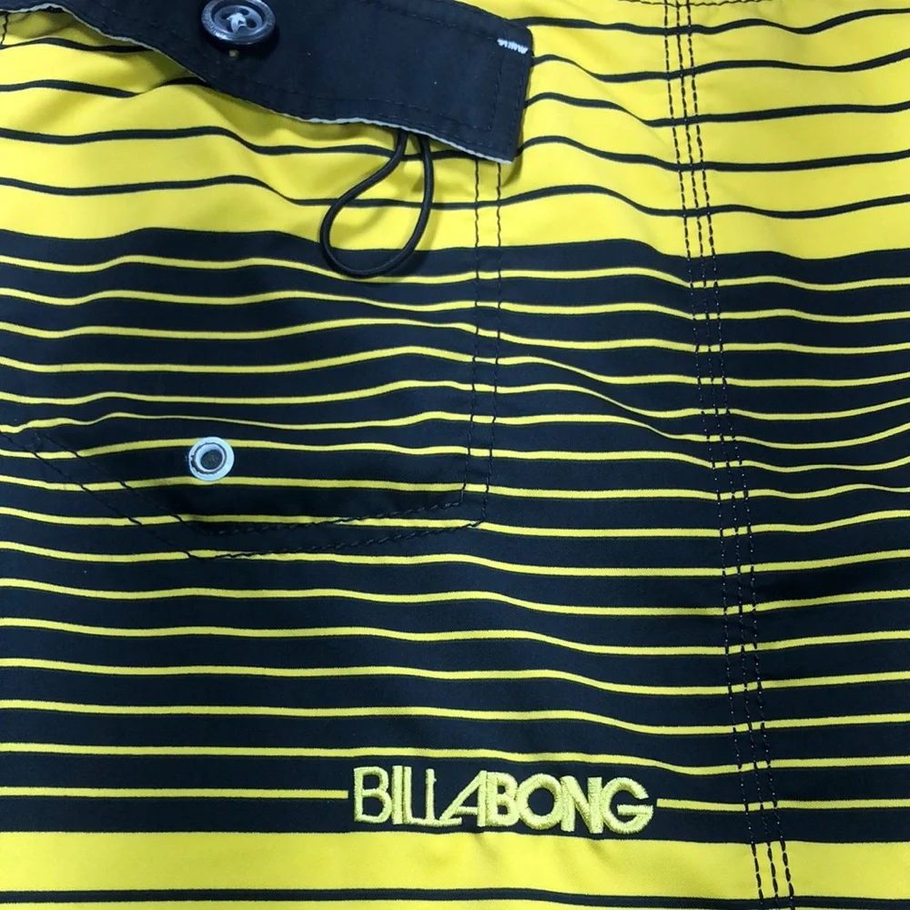 Billabong Yellow and Black Striped Board Shorts - Picture 6 of 7